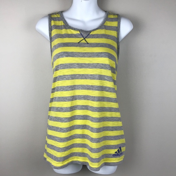 Adidas Striped Racerback Tank Top - Size Large - Picture 1 of 7